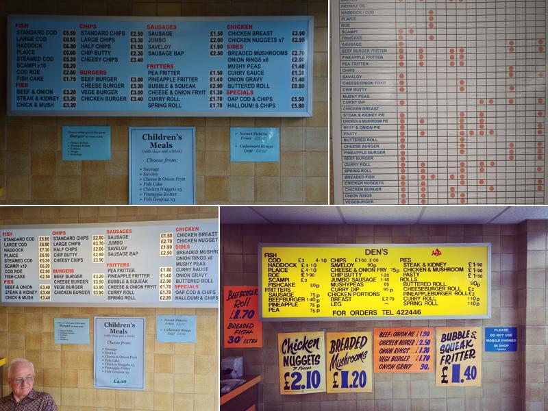 Den's Fish & Chips Menu