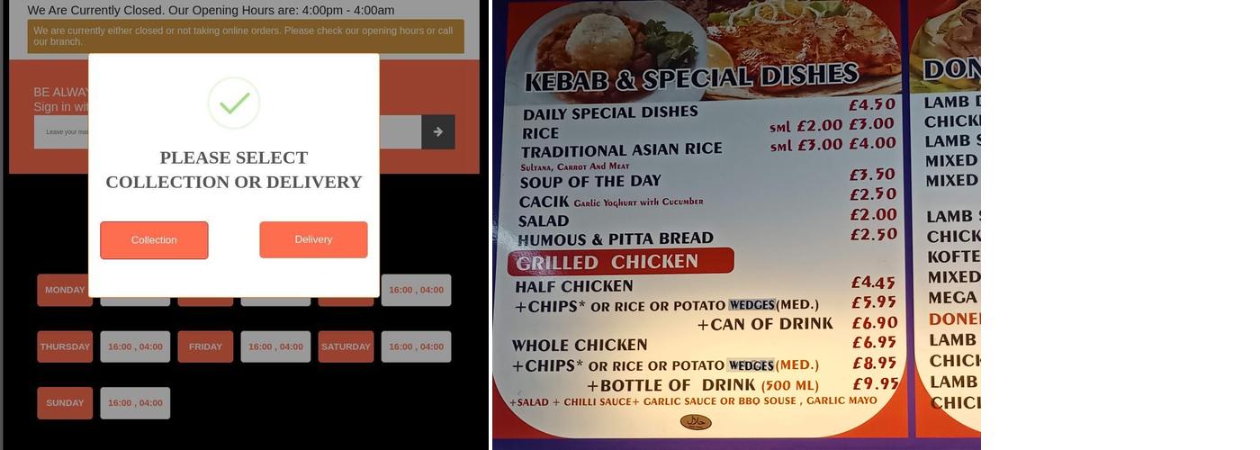 Mega Kebab And Pizza Menu