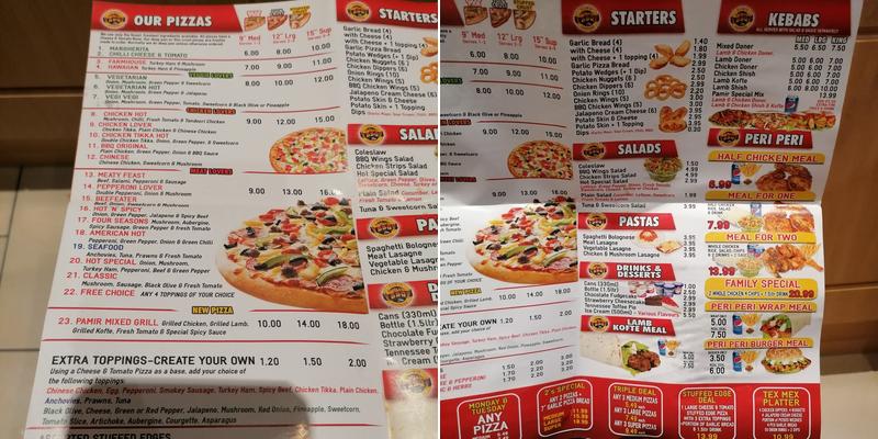 Pamir BBQ Express Menu