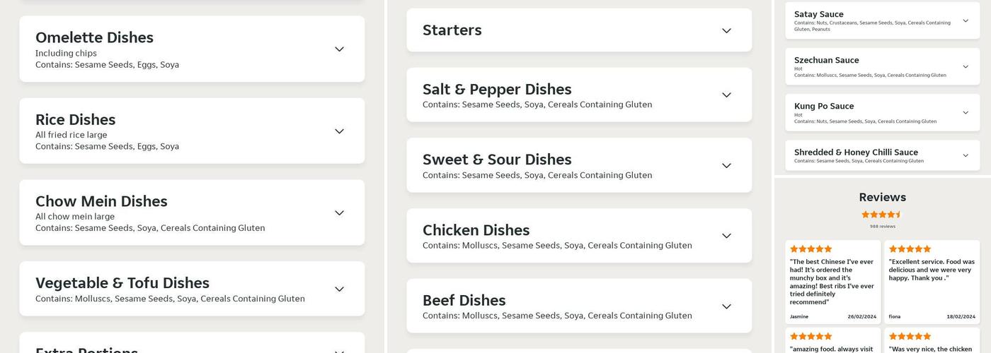 The Taste of China Menu