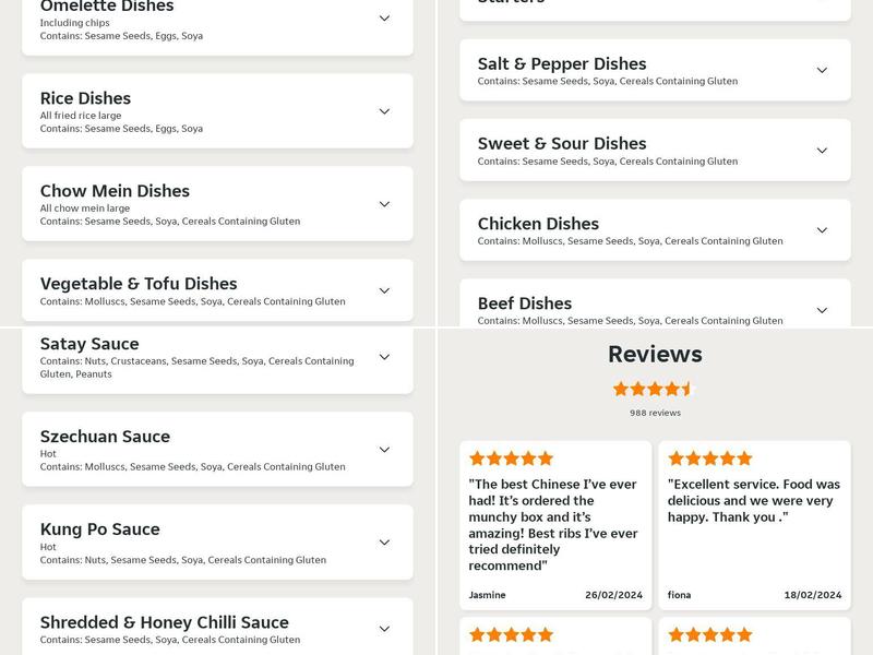 The Taste of China Menu