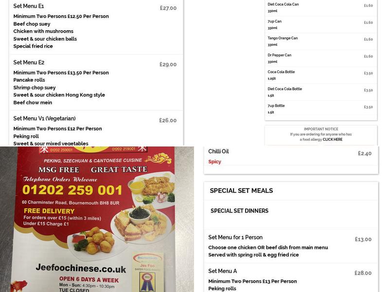 Jee foo Chinese Menu