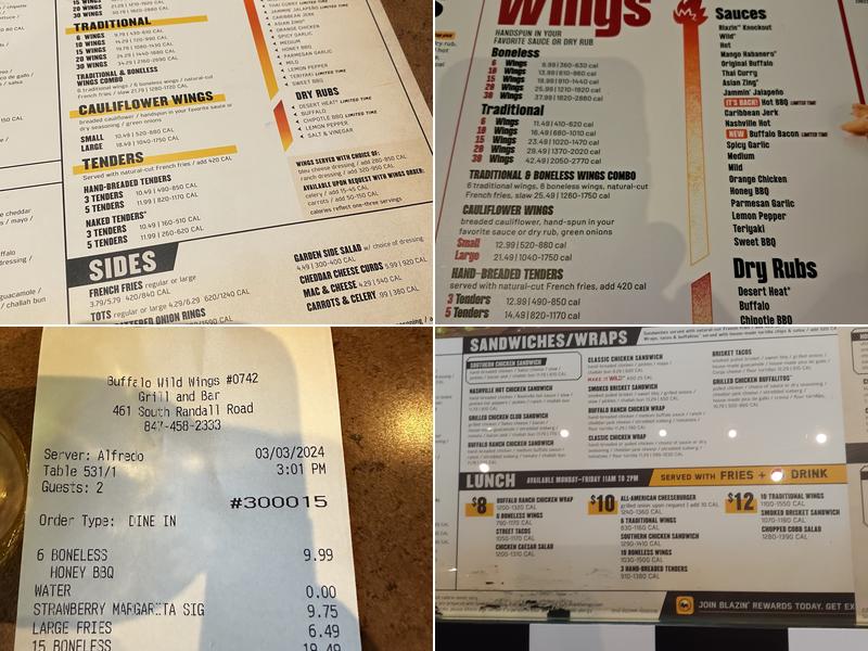 Buffalo Wild Wings Menu