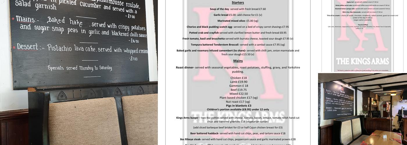 The Kings Arms Menu