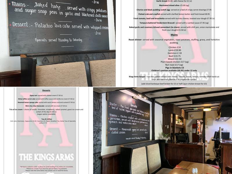 The Kings Arms Menu