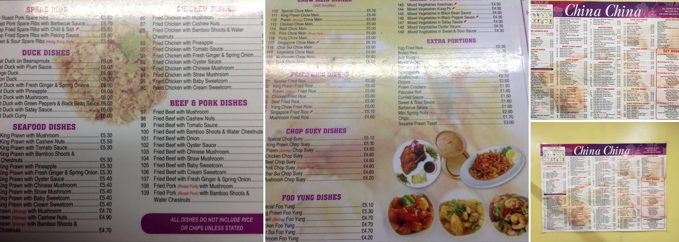 China China Menu