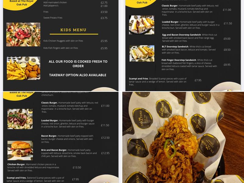 The Royal Oak Menu