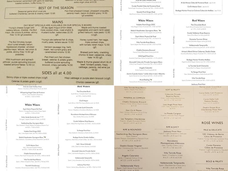 The Bull Bracknell Menu