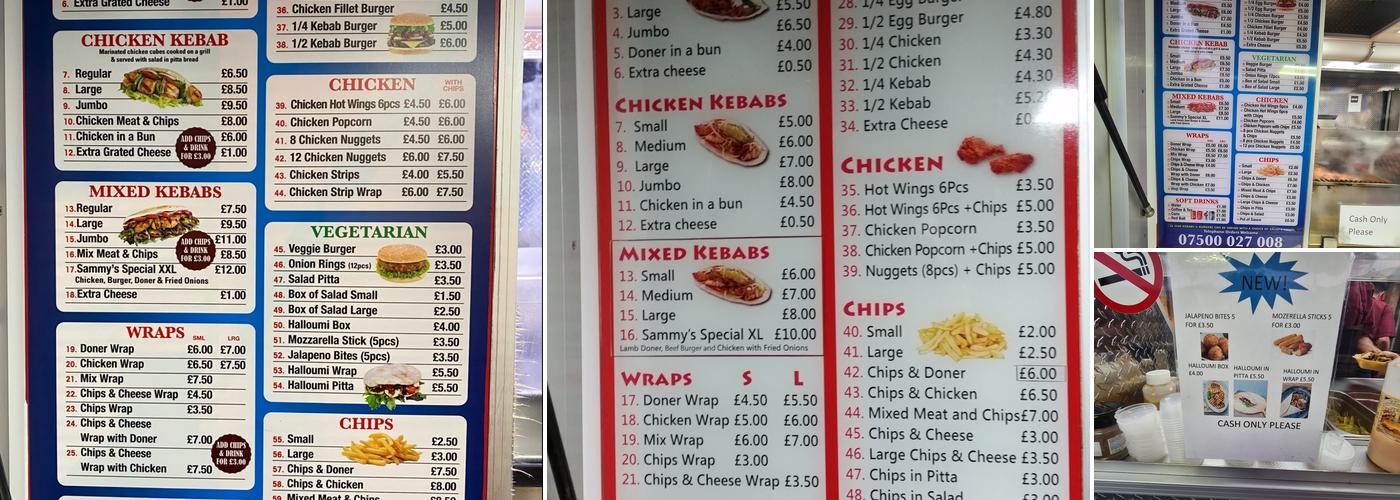 Sammy's Kebabs Menu