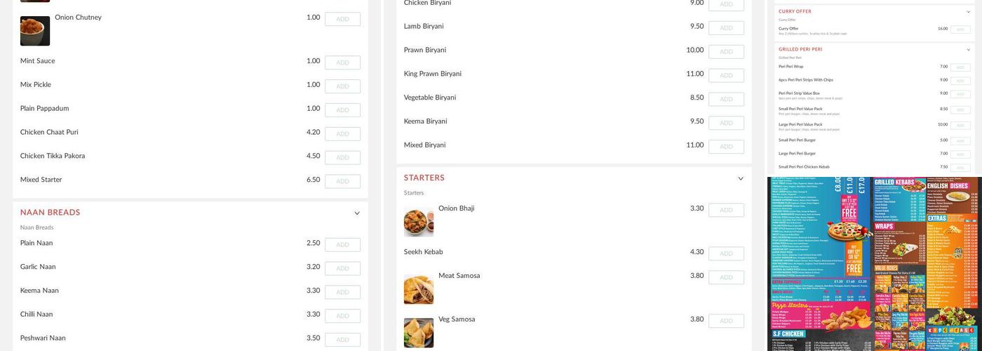 Kebab range Menu