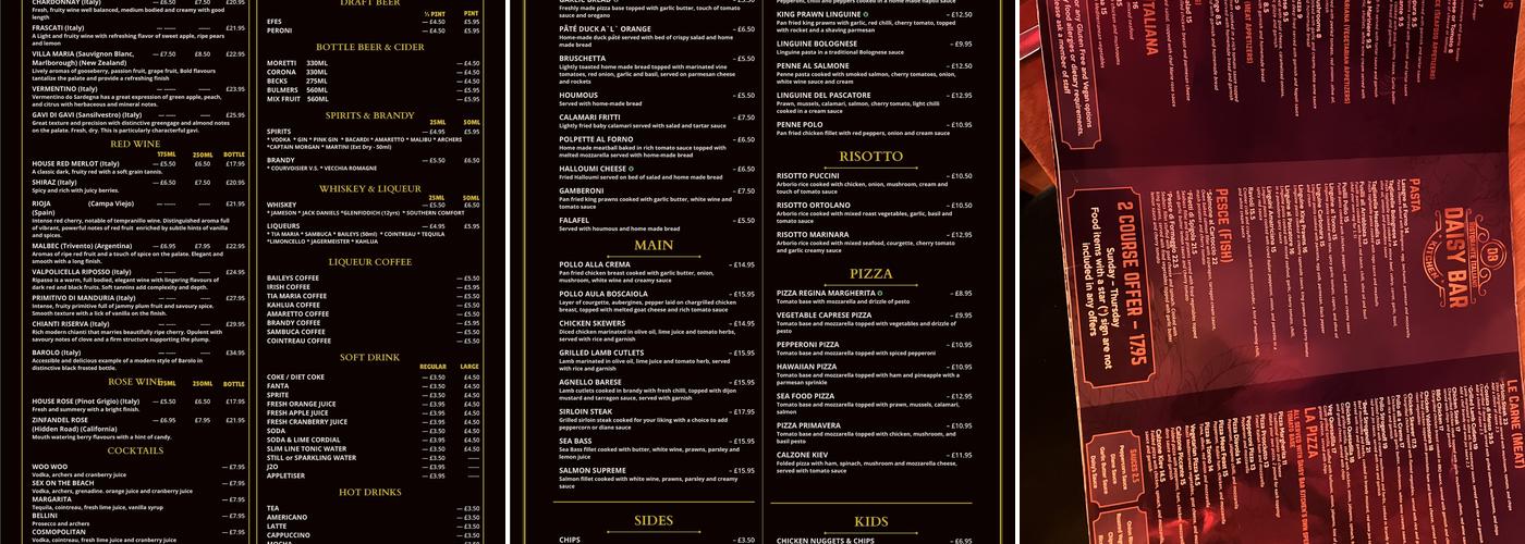 Daisy Bar Kitchen Menu