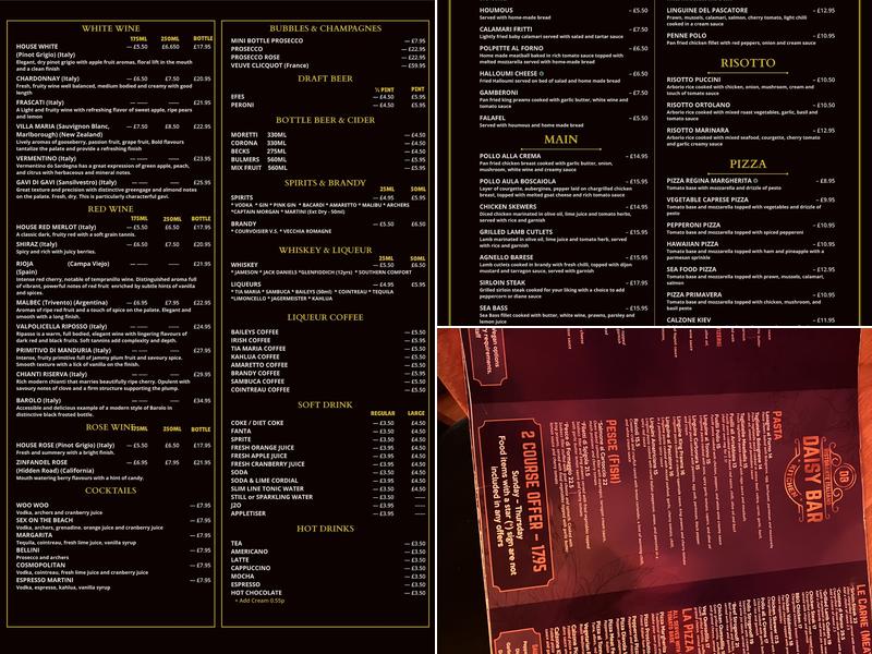 Daisy Bar Kitchen Menu