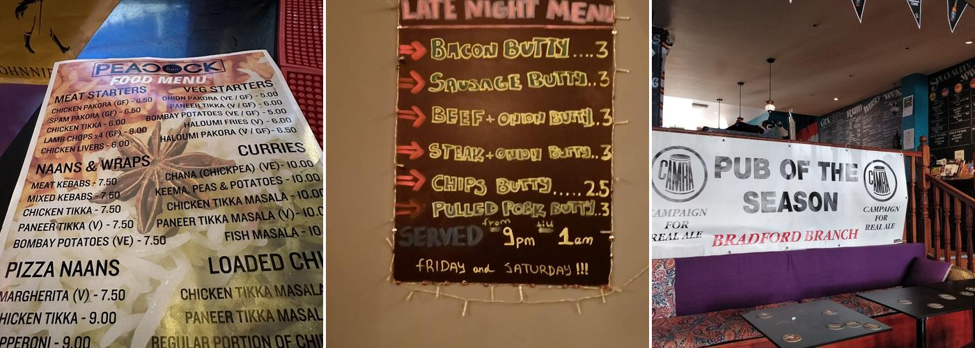 The Peacock Bar Menu