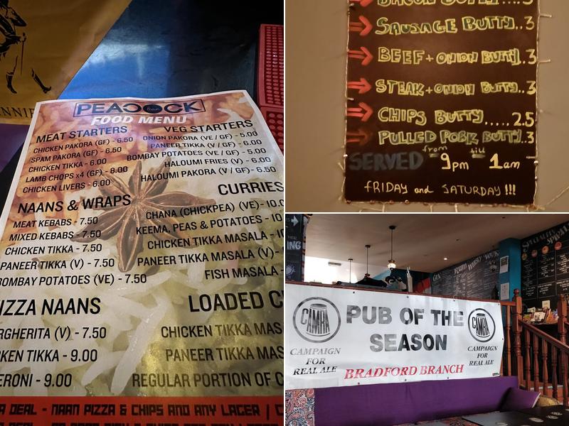 The Peacock Bar Menu