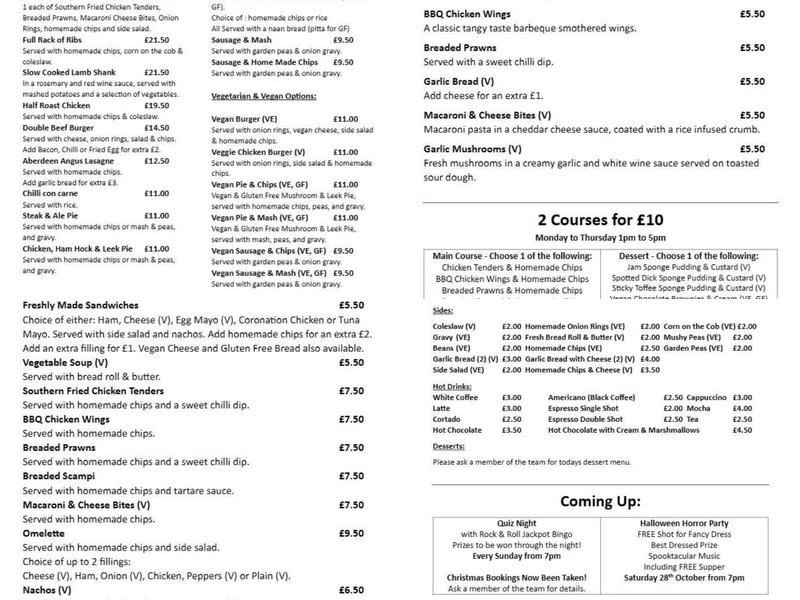 The Woolpack Menu