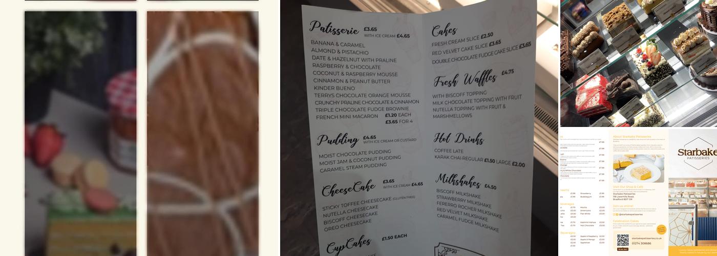 STARBAKE Patisseries Menu