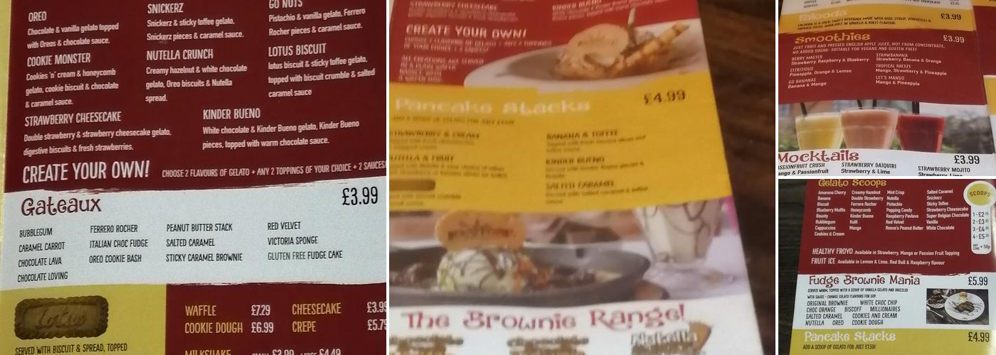 Icestone Gelato Menu