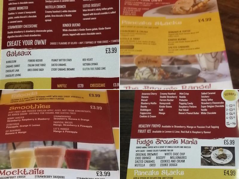 Icestone Gelato Menu