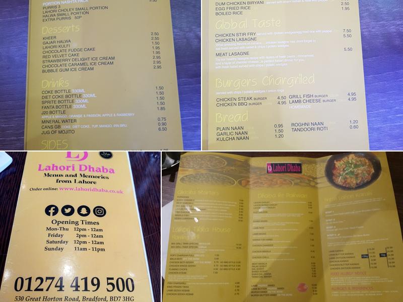 Lahori Dhaba Menu