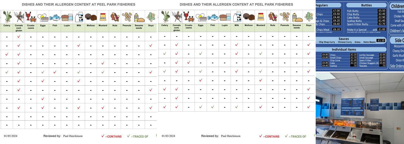 Peel Park Fisheries Menu