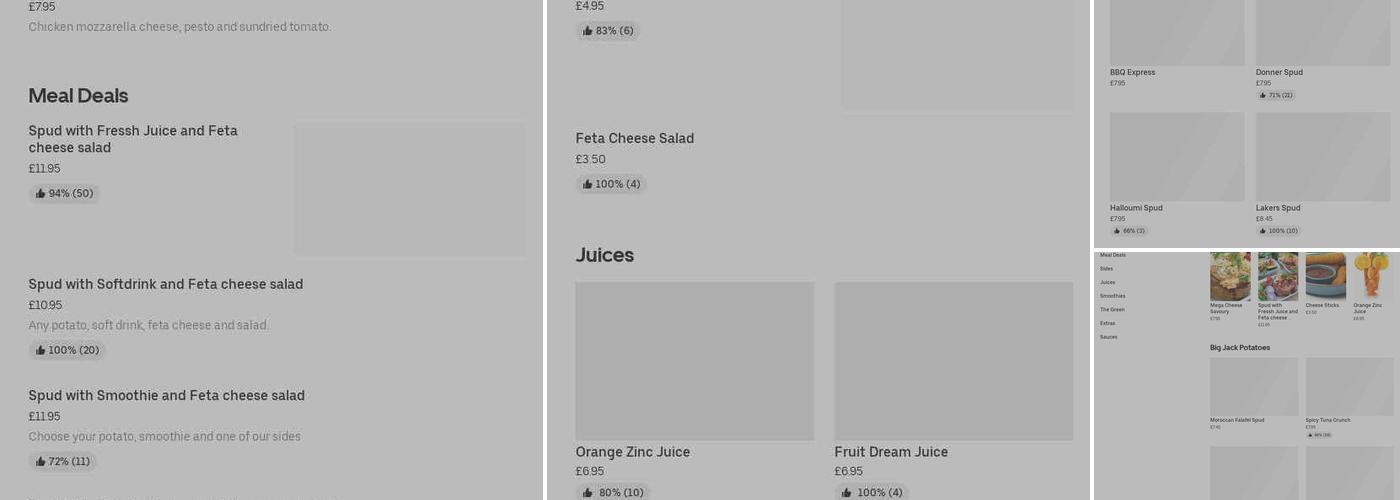 Big Jack Potatoes Menu