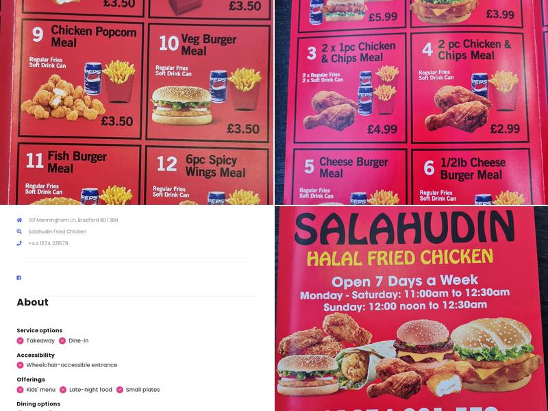 Salahudin Fried Chicken Menu