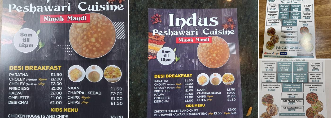 Indus Peshawari Cuisine Menu