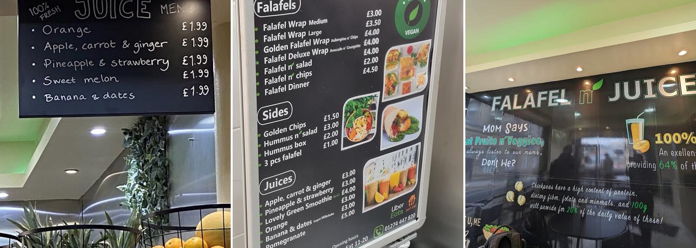 FALAFEL n’ JUICE Co Menu