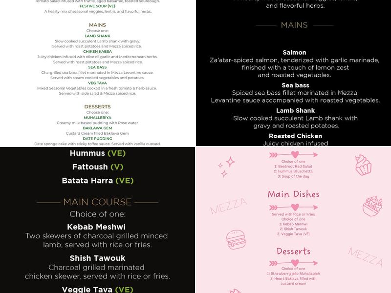 Mezza Restaurant Menu