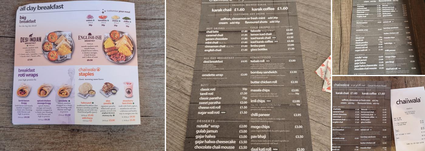 Chaiiwala Great Horton Road Menu