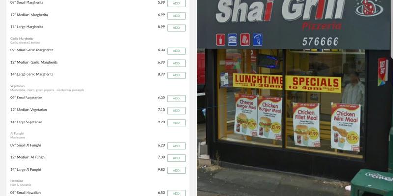 Shai Grill Pizzeria Menu