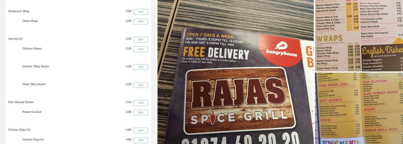 Raja's Spice Grill Menu