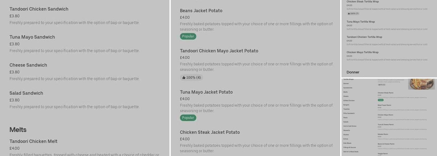 Deli Intu Bradford Menu