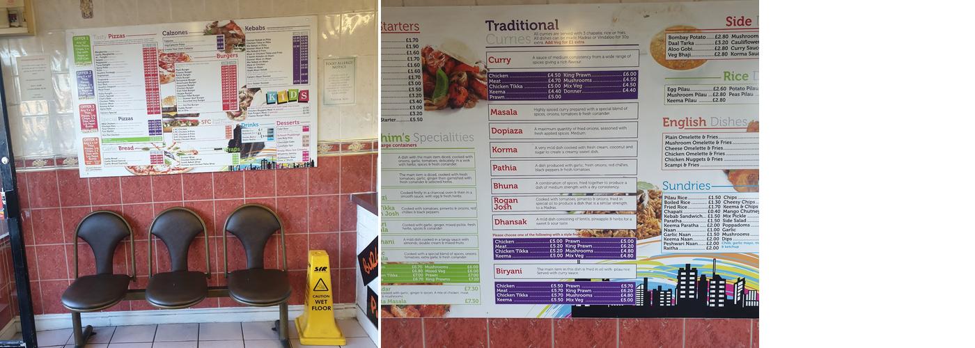 Fahims Takeaway Menu