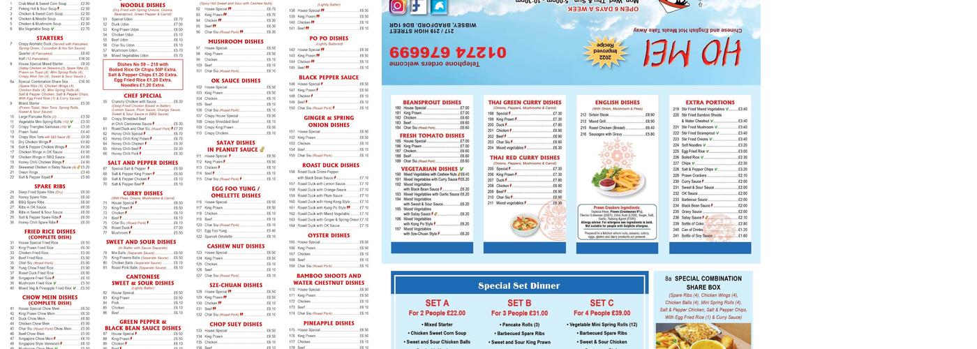 Ho Mei chinese take away Menu