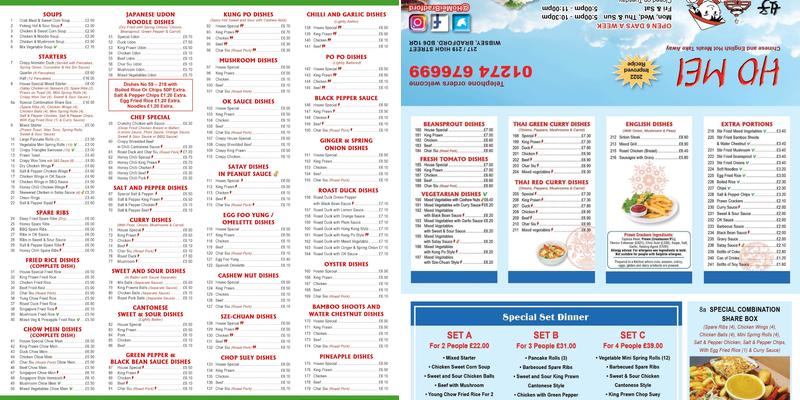 Ho Mei chinese take away Menu