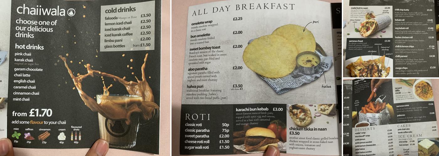 Chaiiwala Menu