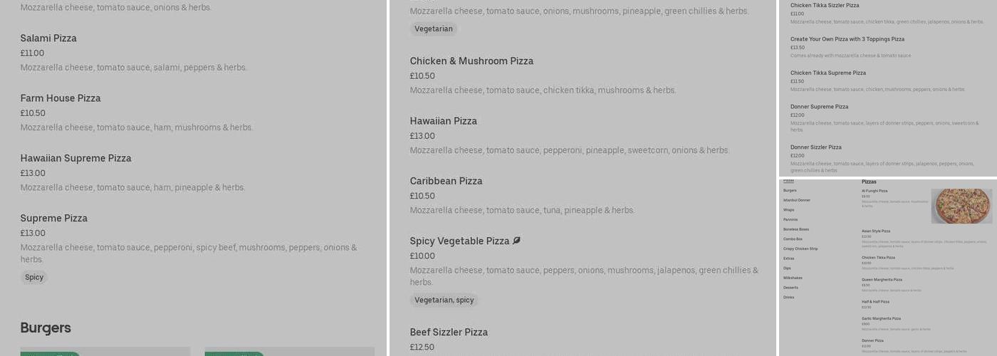 Rajas Appetisers Bar Menu