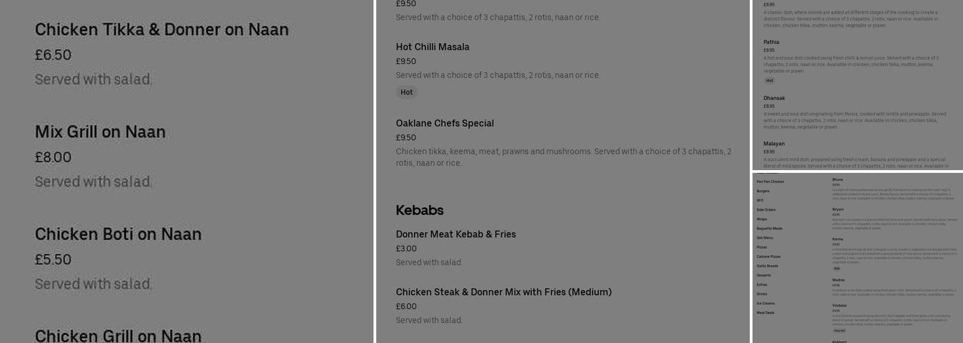 Oak Lane Fried Chicken Menu