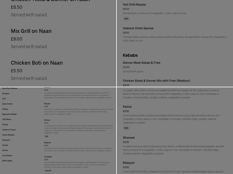 Oak Lane Fried Chicken Menu