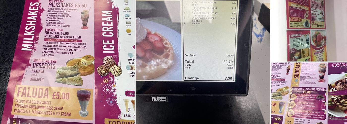 Moonlight Ice Cream Menu