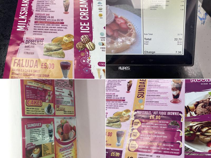 Moonlight Ice Cream Menu