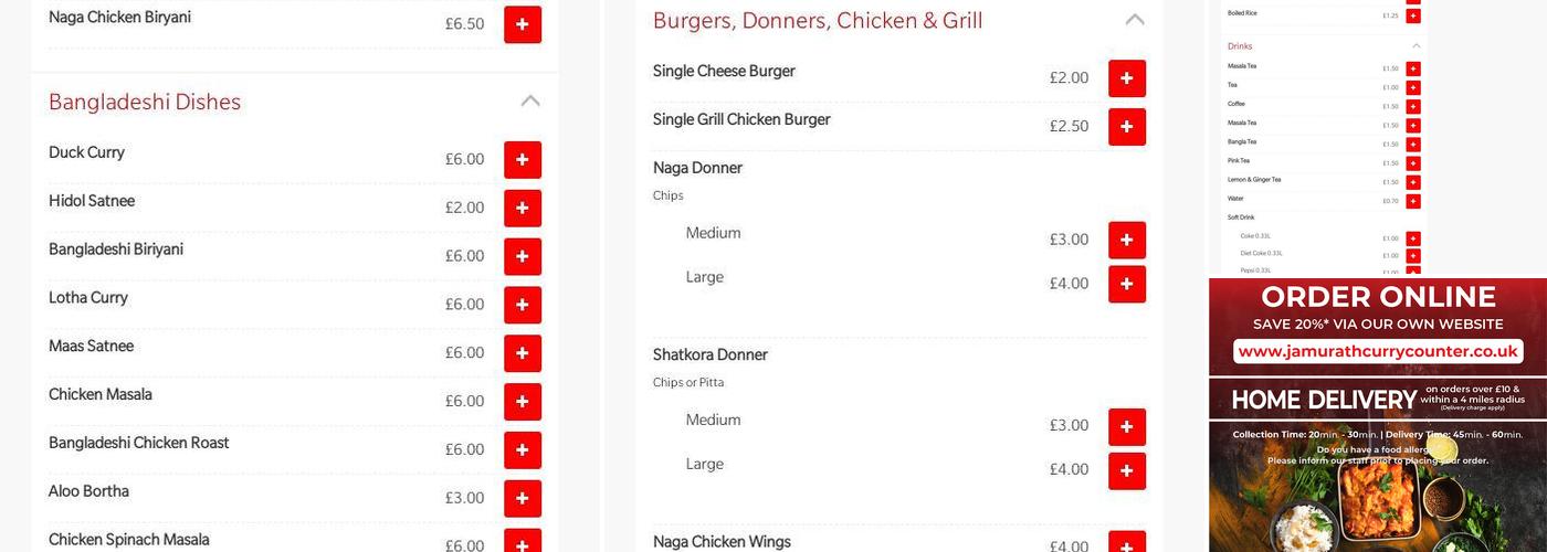 Jamurath Curry Counter & Cafe Menu