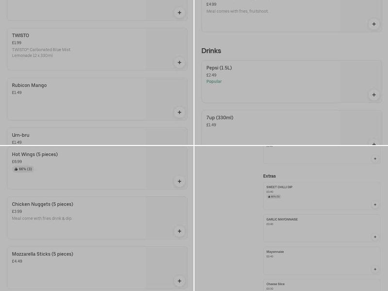 UK Fried Chicken Menu