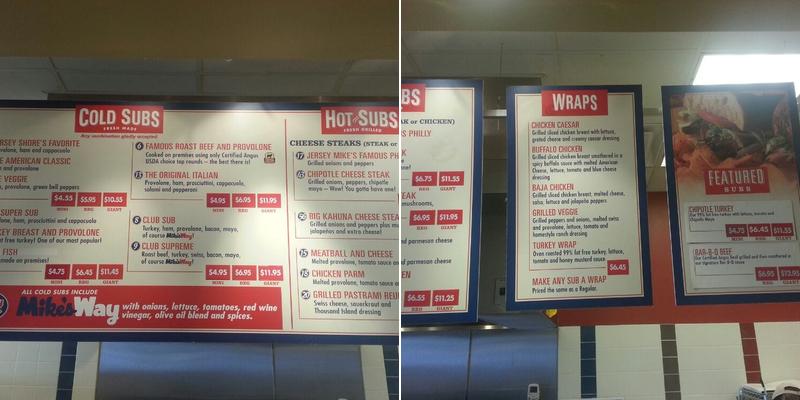 Jersey Mike's Subs Menu