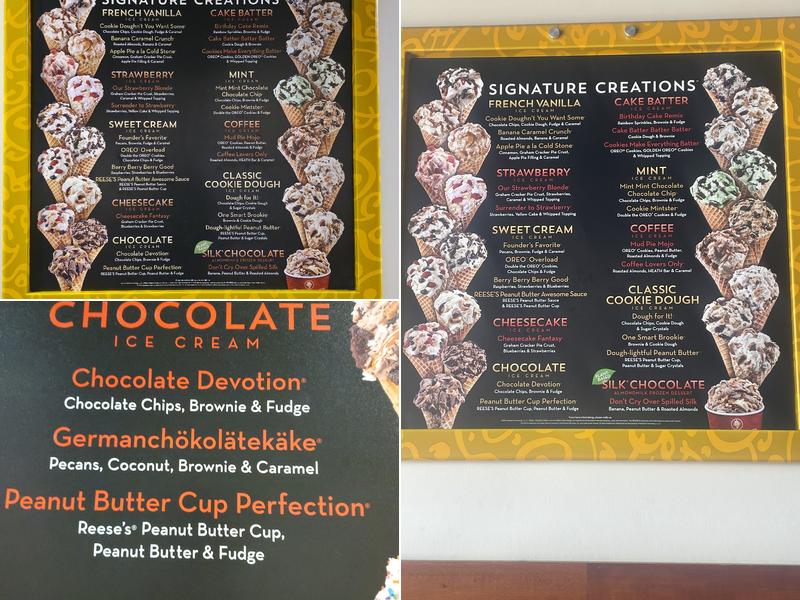 Cold Stone Creamery Menu
