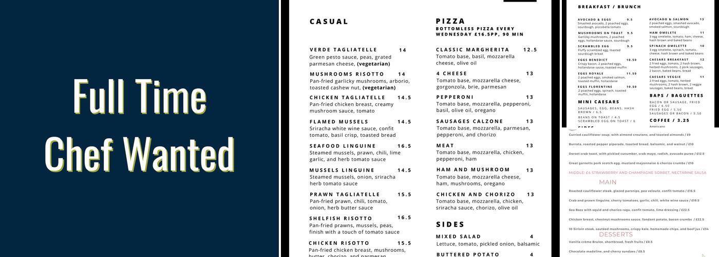 Caesars @ Dolphin Menu