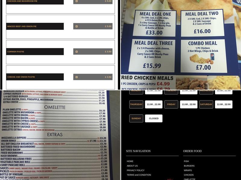 Cyprus Fish Bar Menu