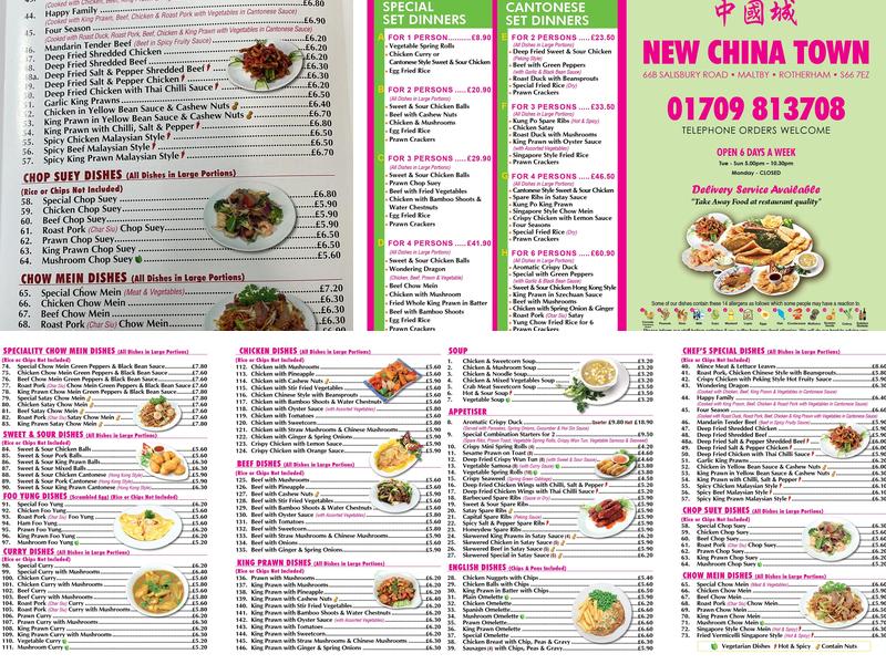 New China Town Menu