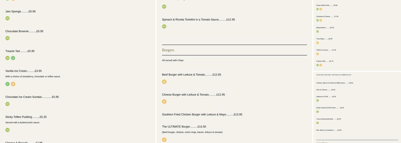 The Bramford Cock Menu